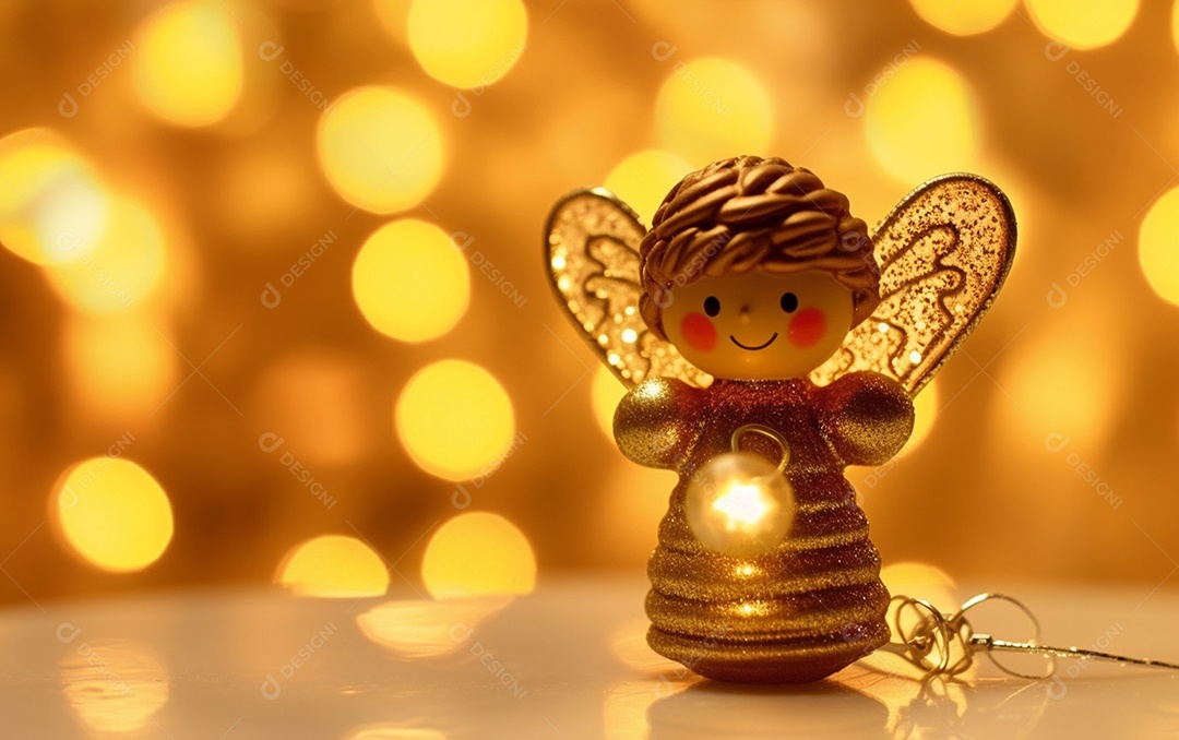 O anjo está em frente a um ornamento