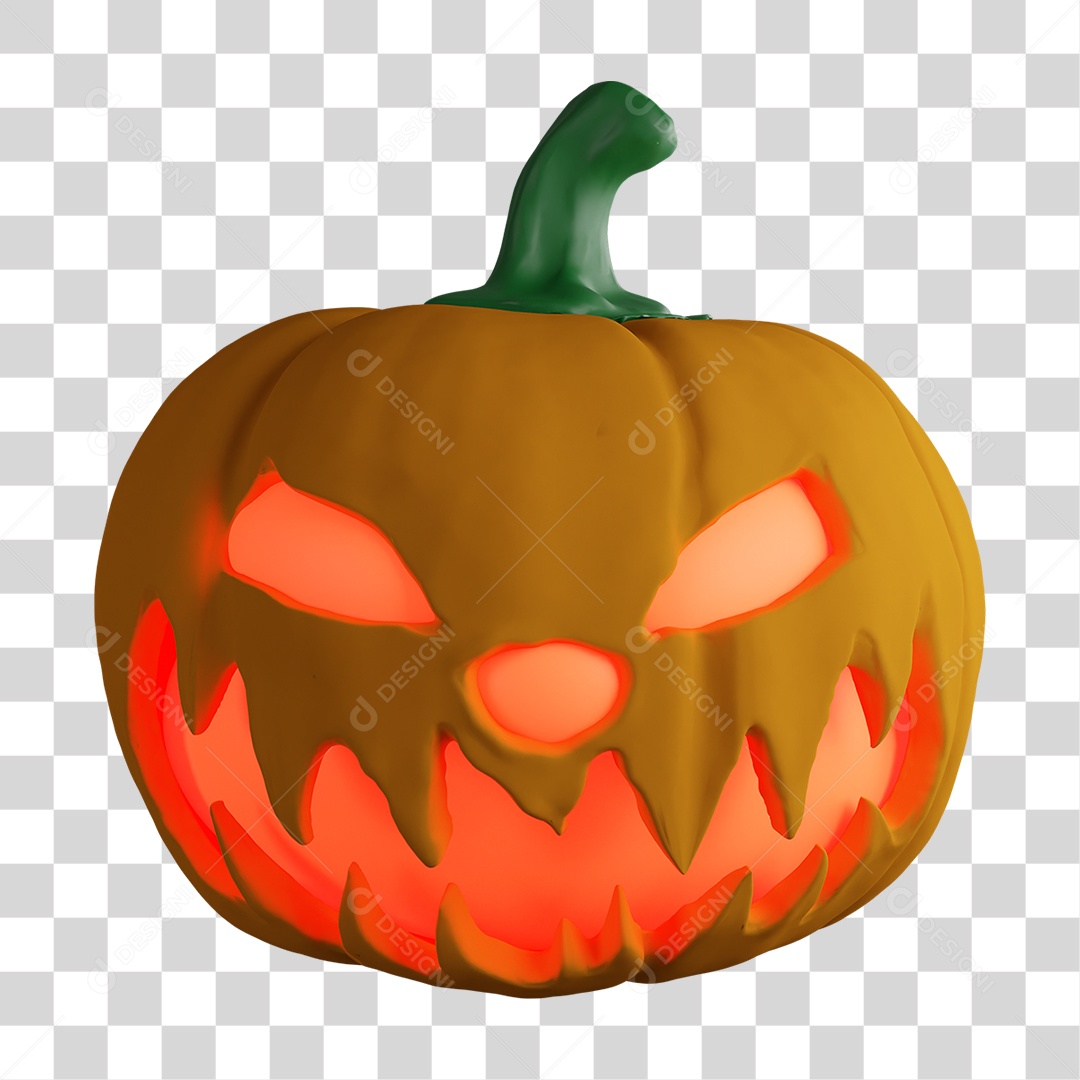 Elemento 3D Halloween Abóbora PNG Transparente
