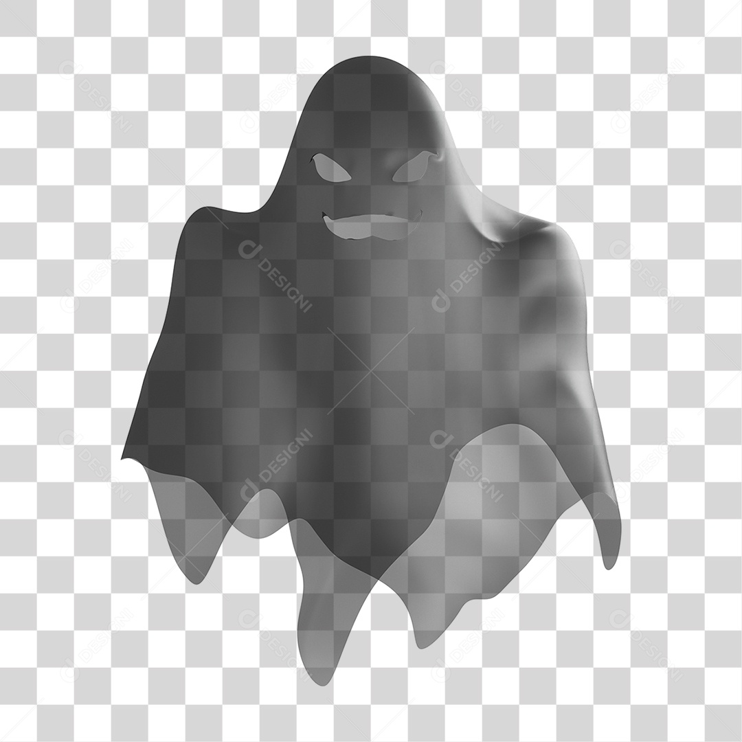 Elemento 3D Halloween Fantasma PNG Transparente