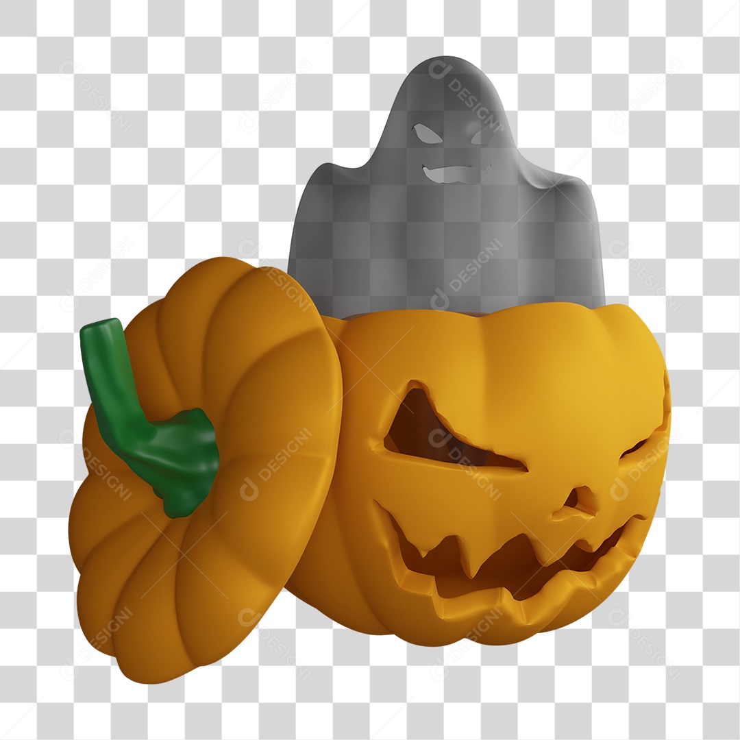 Elemento 3D Halloween Abóbora PNG Transparente