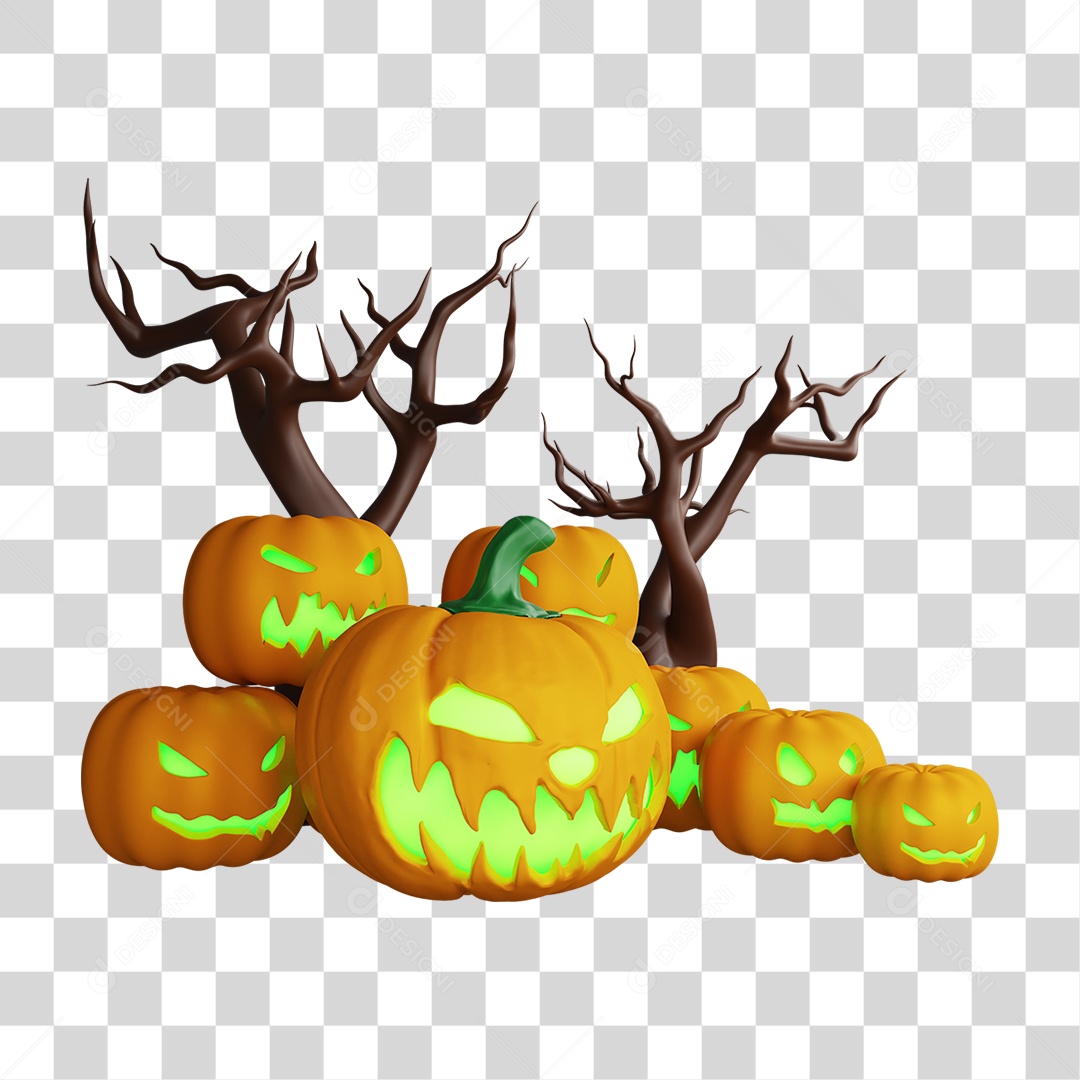 Elemento 3D Halloween Abóbora PNG Transparente