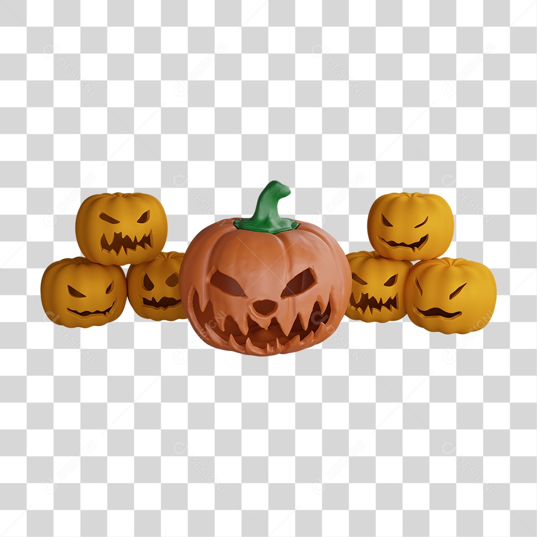 Elemento 3D Halloween Abóbora PNG Transparente