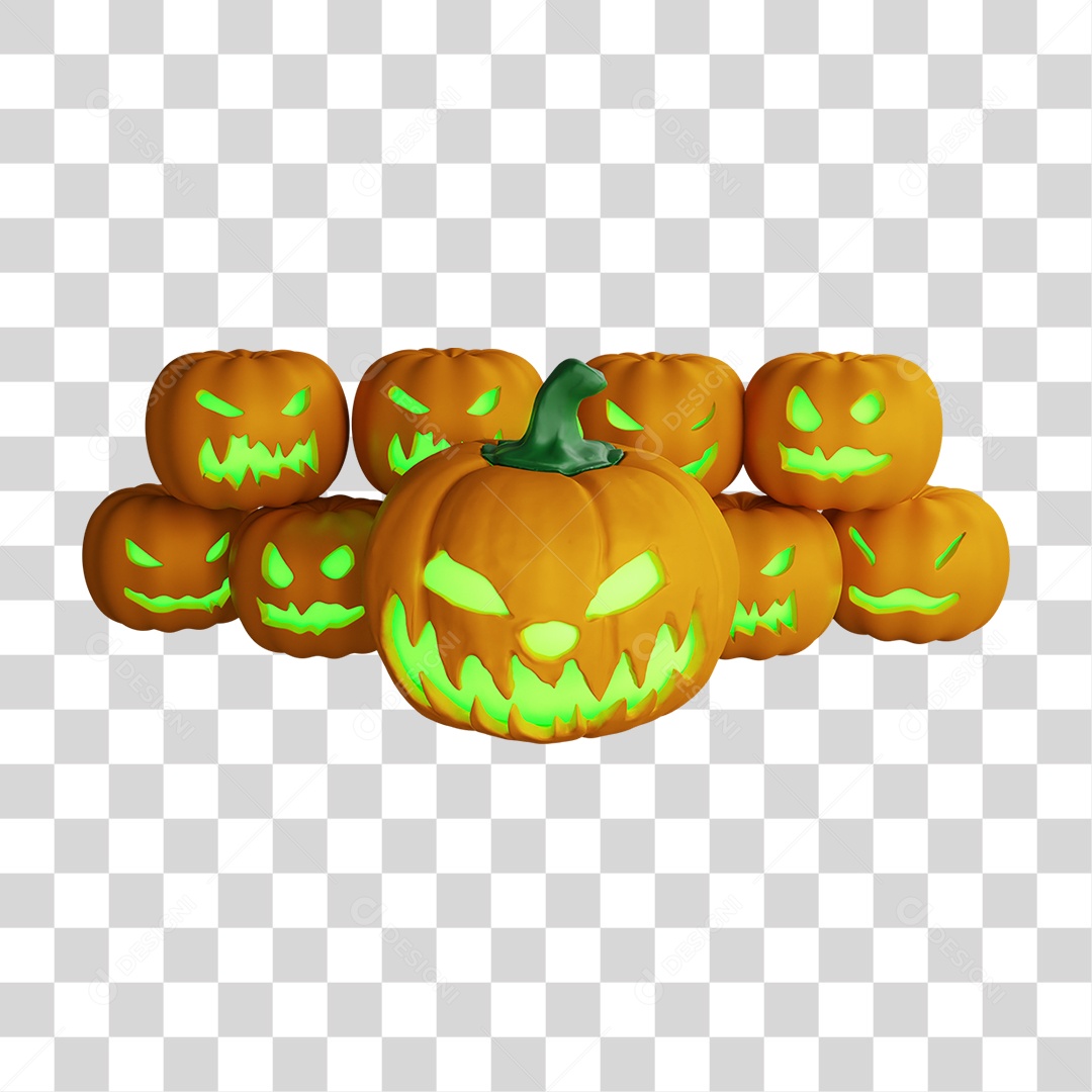 Elemento 3D Halloween Abóbora PNG Transparente