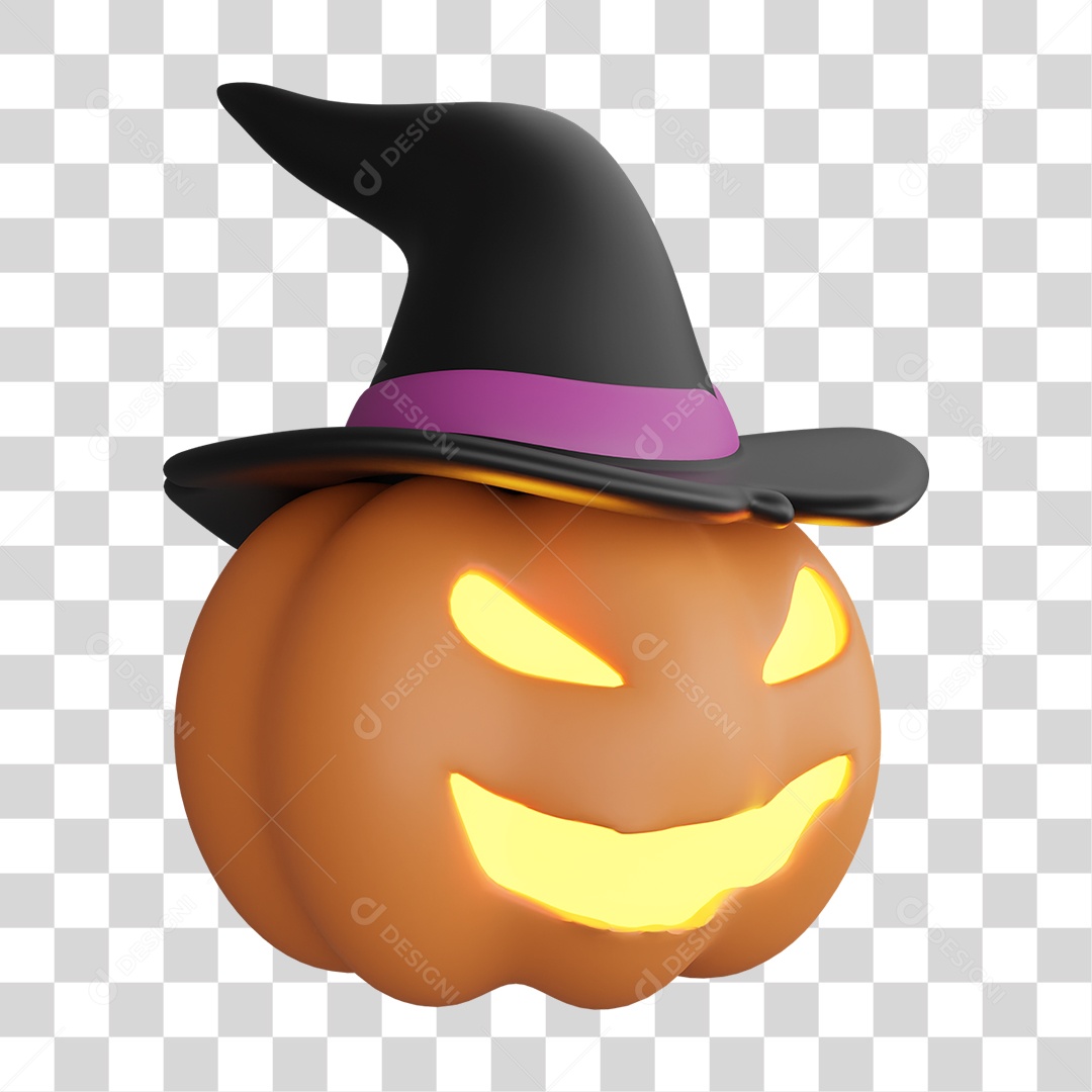 Elemento 3D Halloween Abóbora PNG Transparente