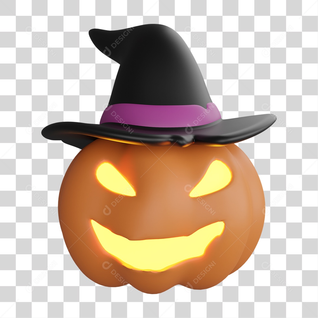 Elemento 3D Halloween Abóbora PNG Transparente