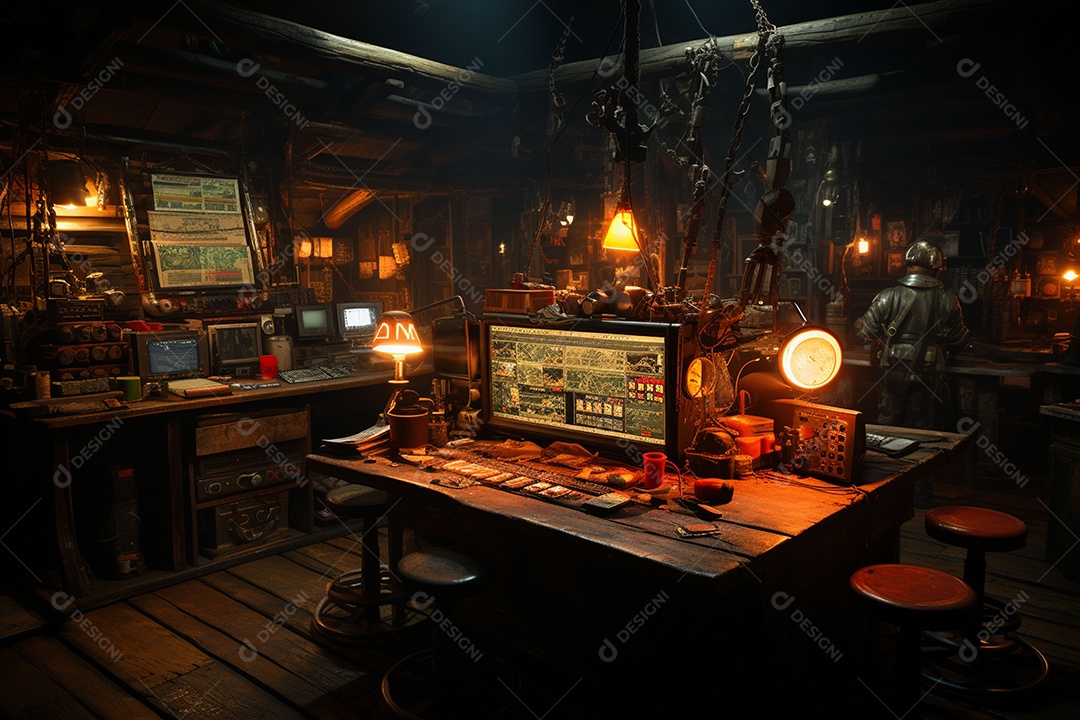 A telegrafia das instruções da missão e dos meios de comunicação