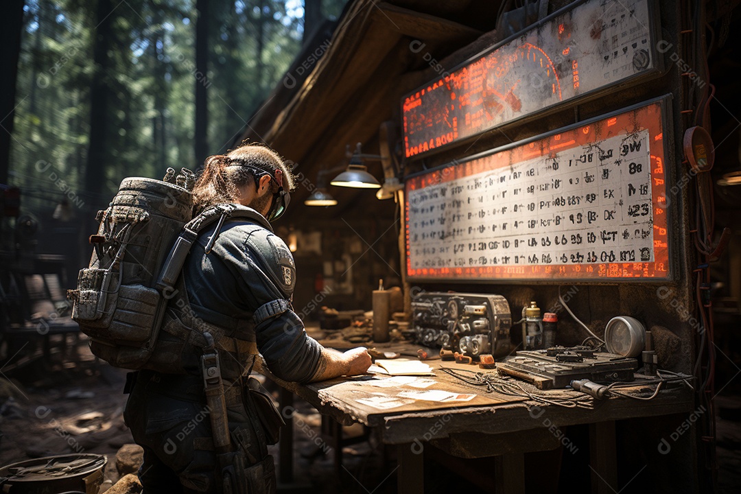 A telegrafia das instruções da missão e dos meios de comunicação