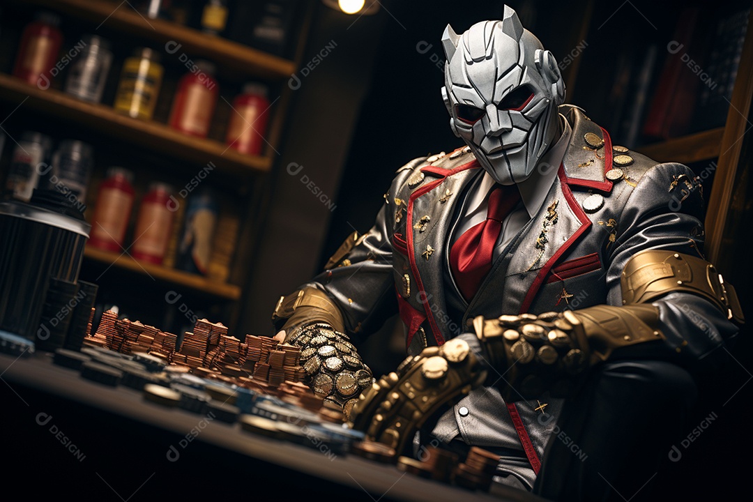 Visão frontal do rosto de um golpista