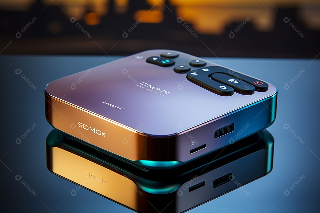 Decodificador de TV ou um dispositivo de streaming sob uma linda paisagem