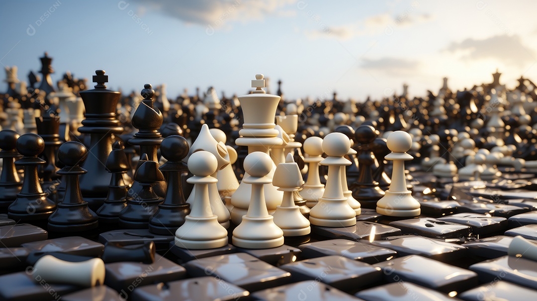 Varias peças de uma tabuleiro de jogo de xadrez