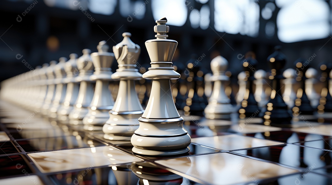 Tabuleiro de jogo com fundo de peças de xadrez