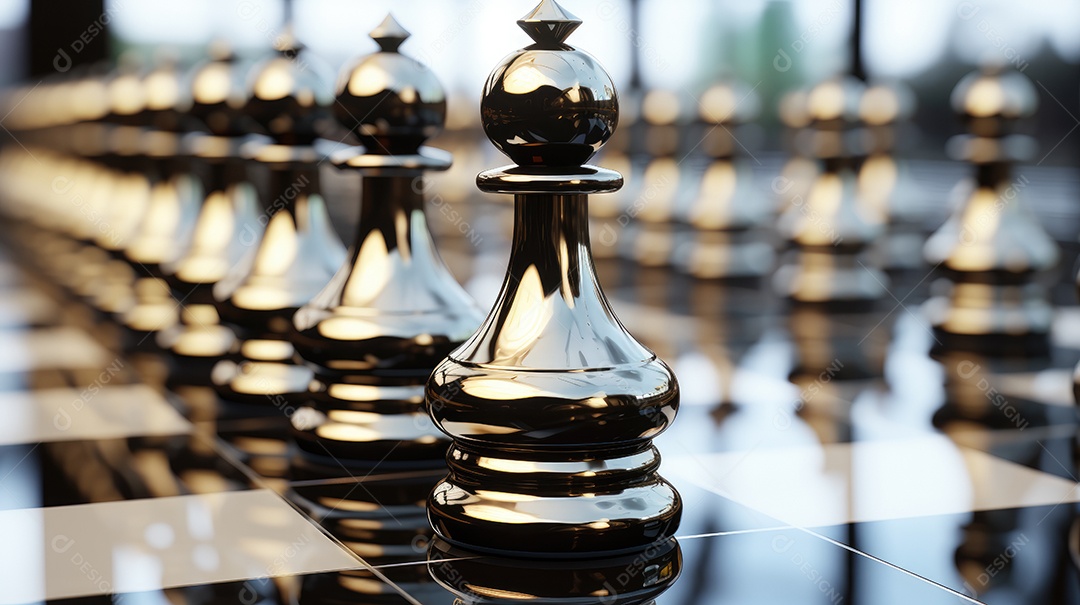 Tabuleiro de jogo com fundo de peças de xadrez