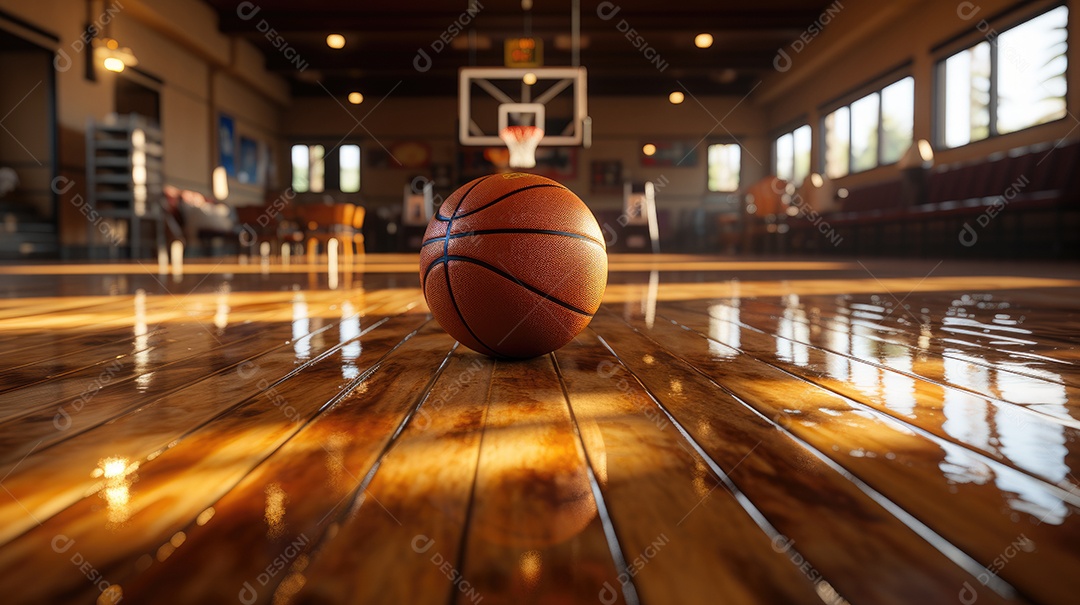 Bola de Basquete na quadra.