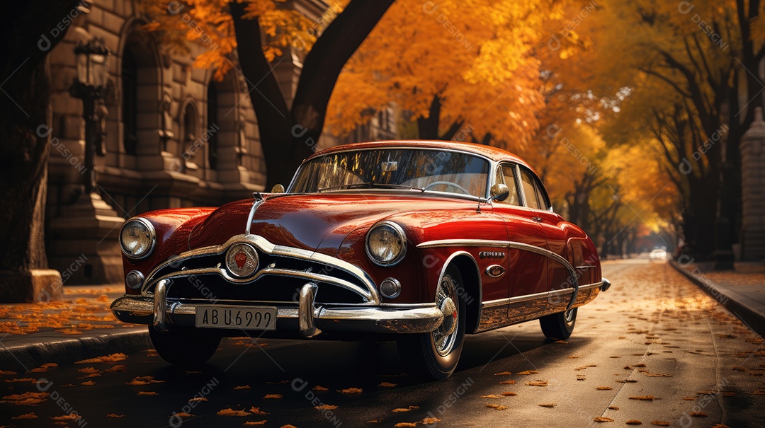 Carros clássicos de modelo antigo em uma bela estrada vazia.