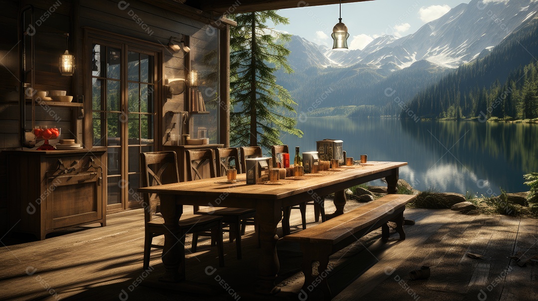 Sala de estar moderna com bela vista