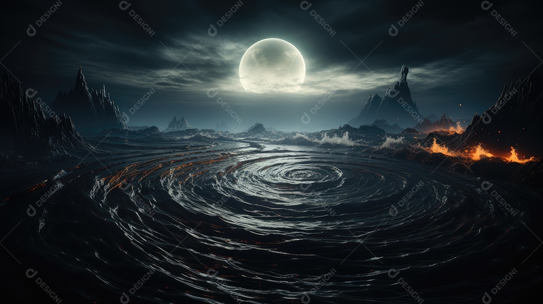 Água com papel de parede e fundo de ondas circulares