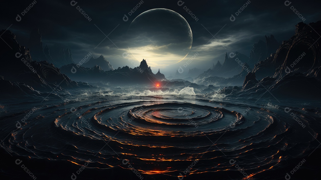 Papel de parede e fundo de ondas circulares na água