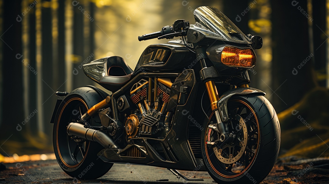 Uma linda moto correndo na estrada