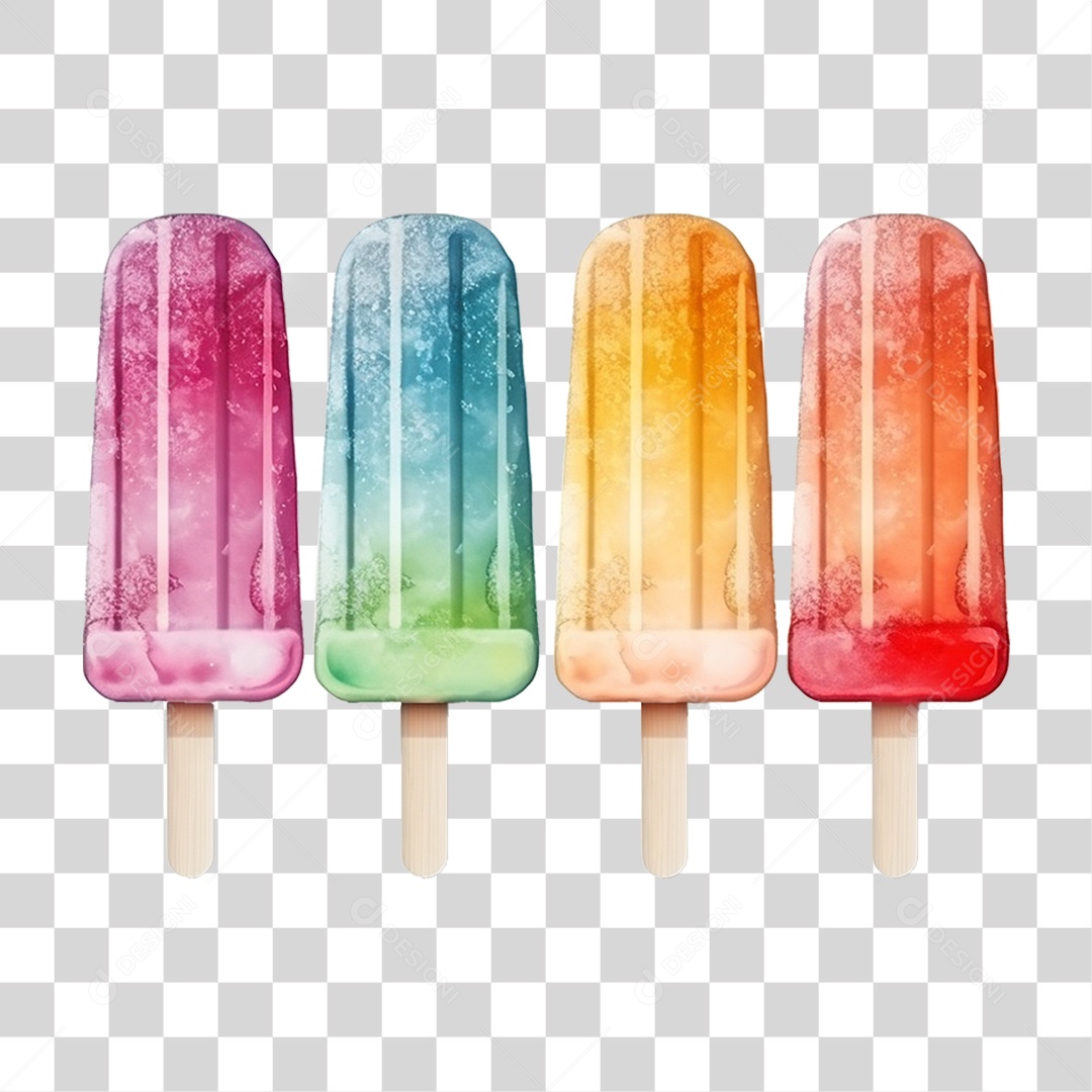 Picolés Sorvetes Cores Sabores PNG Transparente