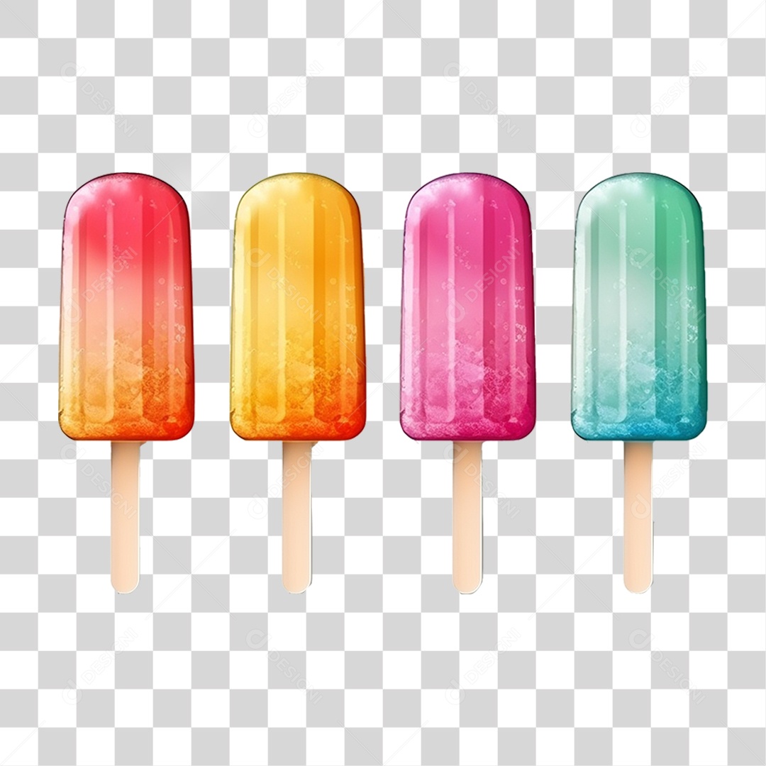 Picolés Sorvetes Cores Sabores PNG Transparente