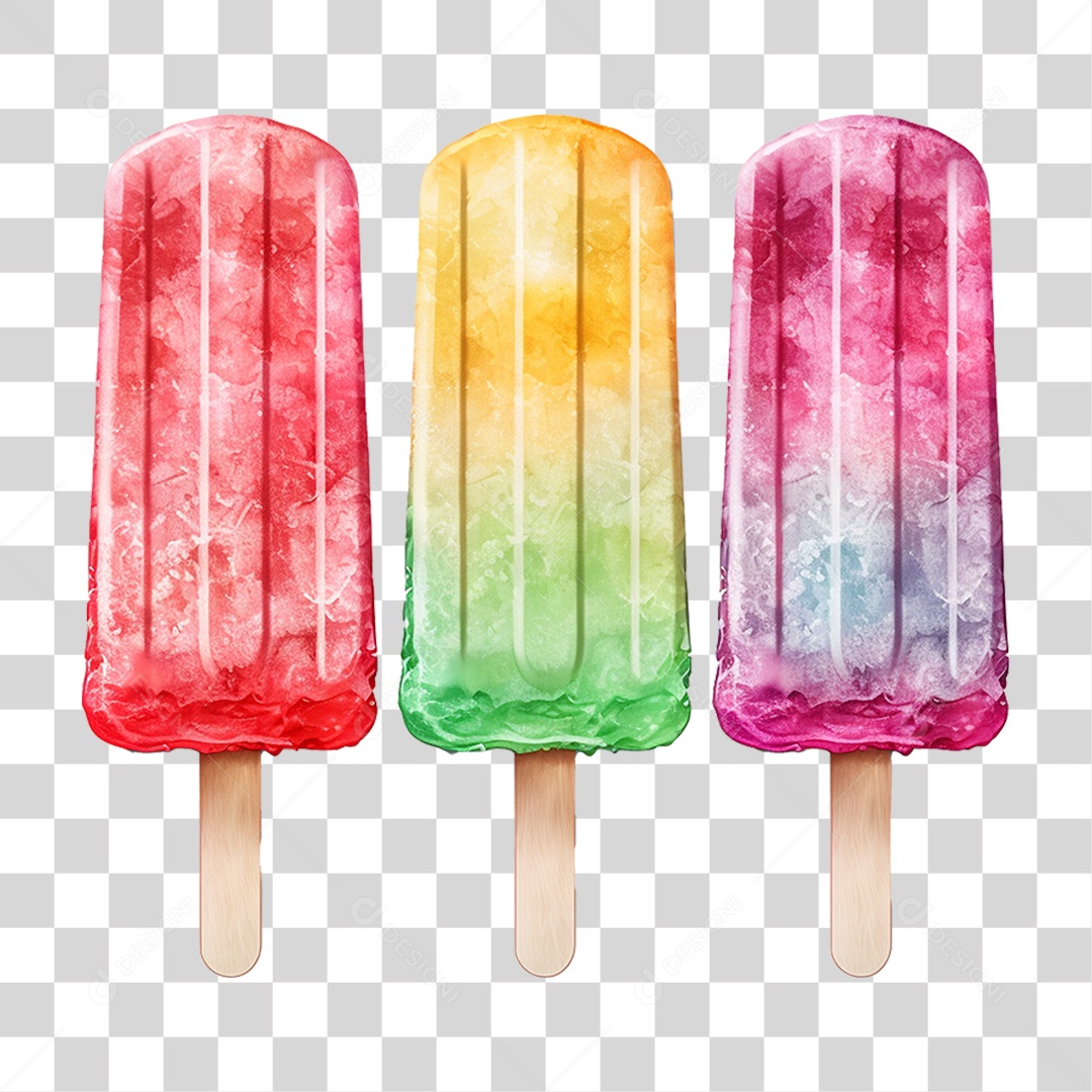 Picolés Sorvetes Cores Sabores PNG Transparente