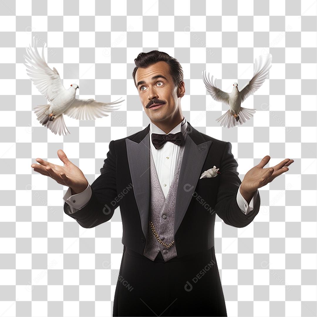 Mágico com Pombas PNG Transparente