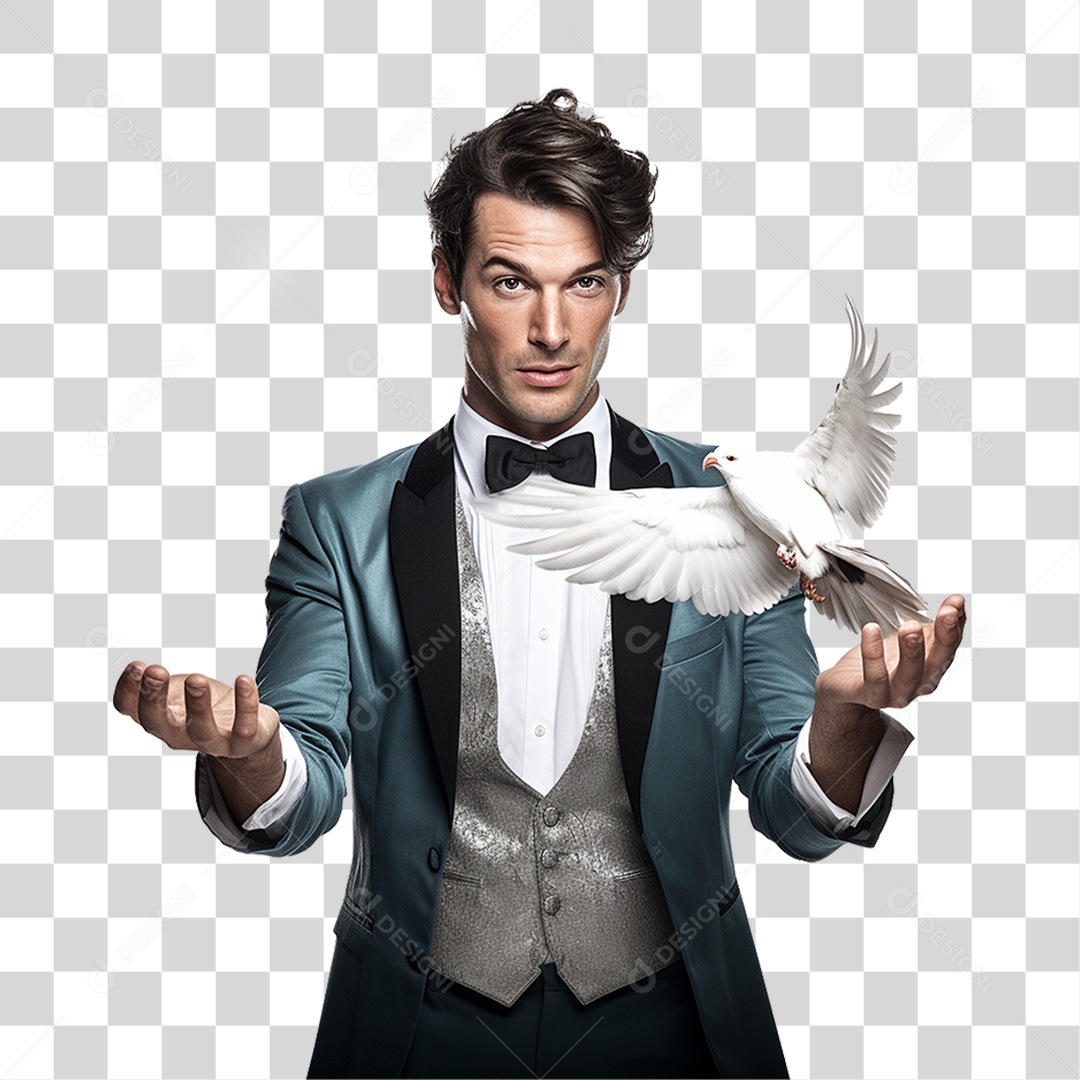 Mágico com Pombas PNG Transparente