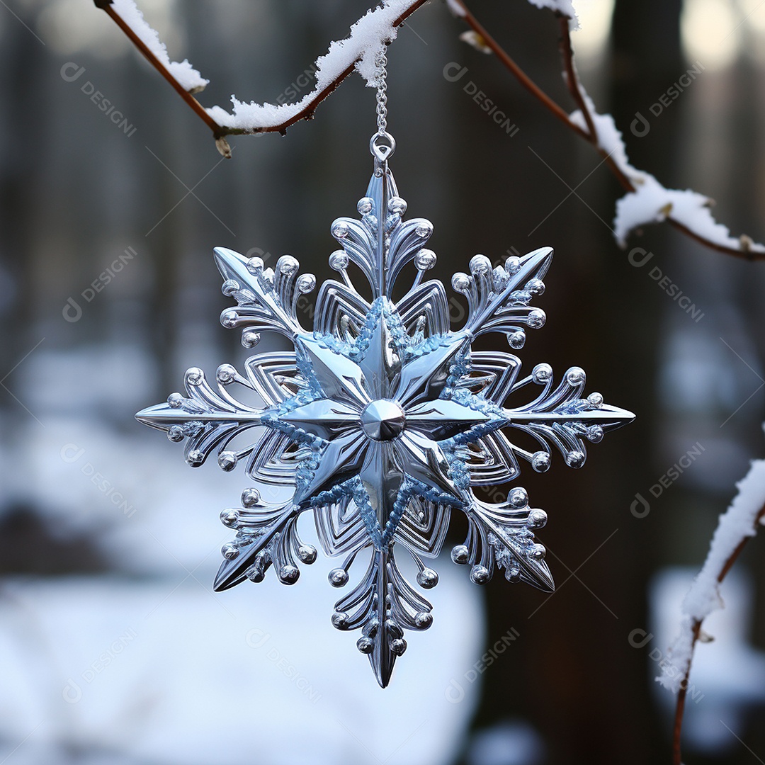 Ornamento de floco de neve brilhante