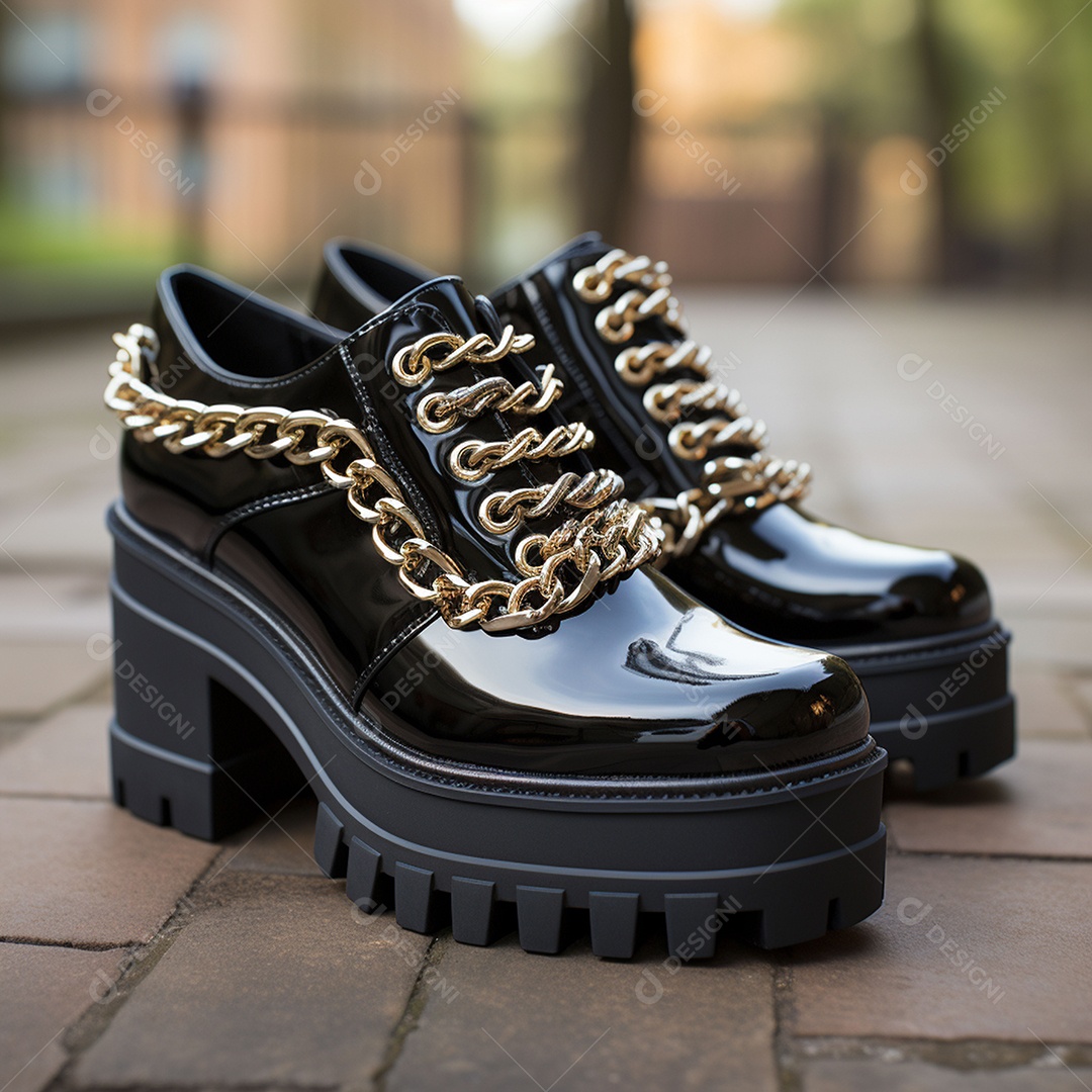 Mocassins de plataforma para mulheres com correntes