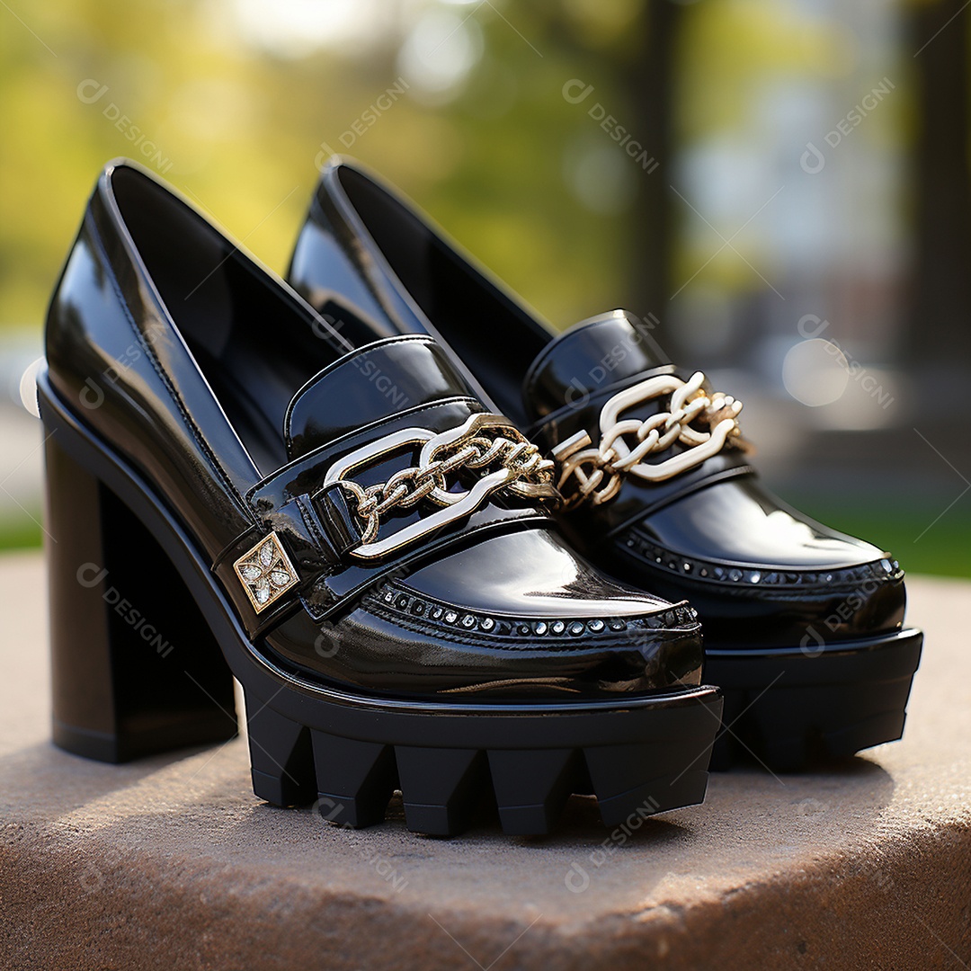 Mocassins de plataforma para mulheres com correntes