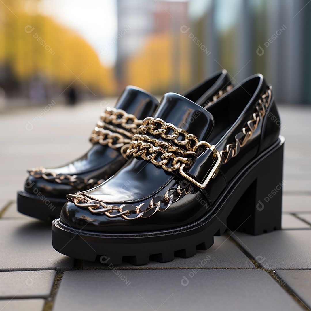 Mocassins de plataforma para mulheres com correntes