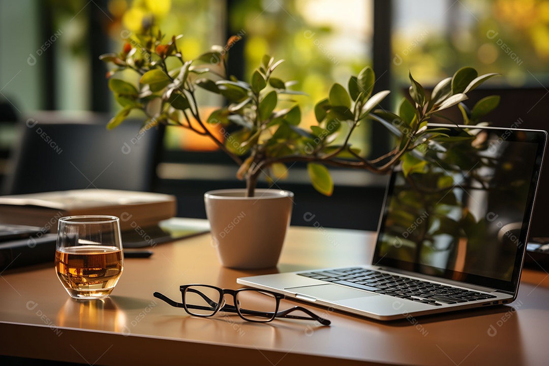 Vista superior acima da mesa de um escritório