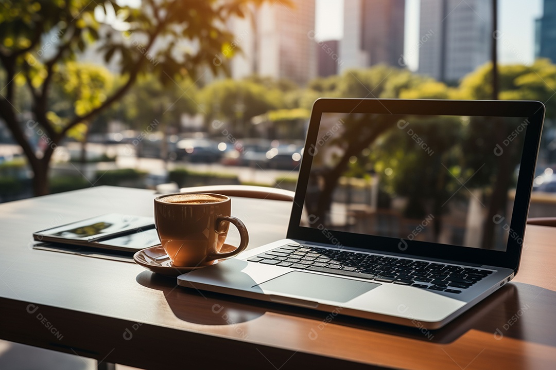 Vista superior acima da mesa de um escritório