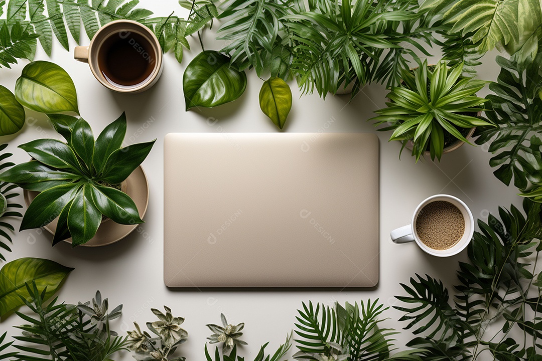 Vista superior acima da mesa de um escritório