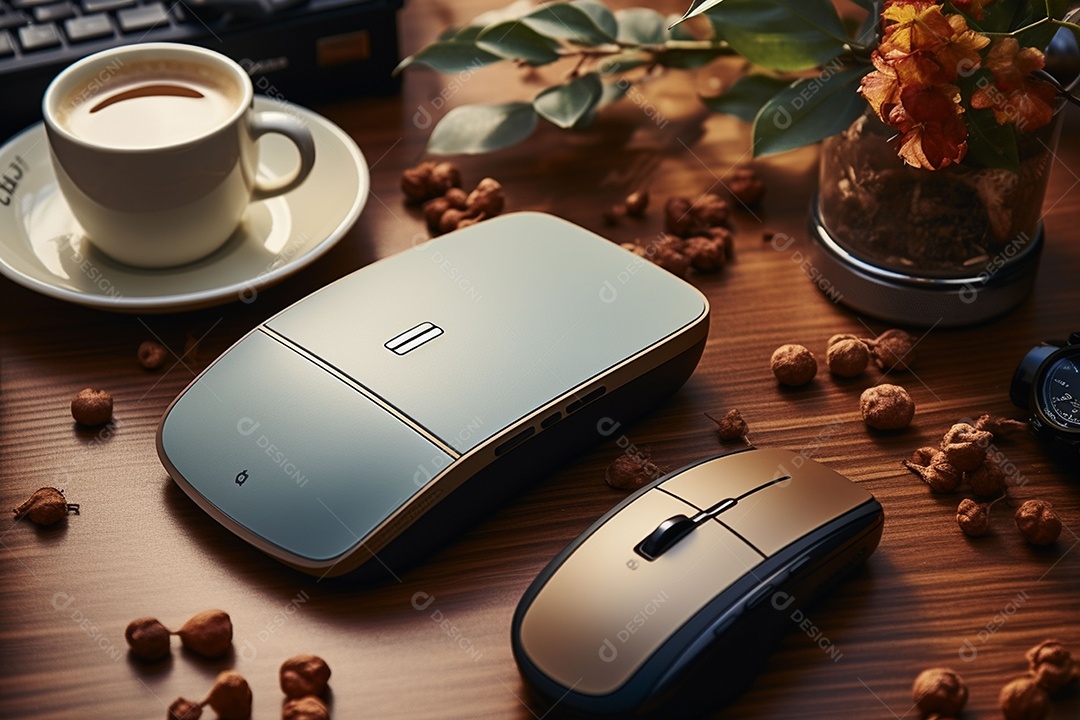 Vista superior acima da mesa de um escritório