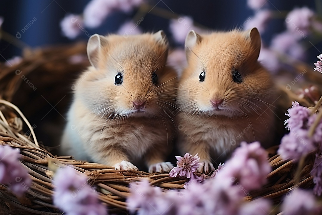 Conceito de símbolos tradicionais da páscoa coelhos fofos