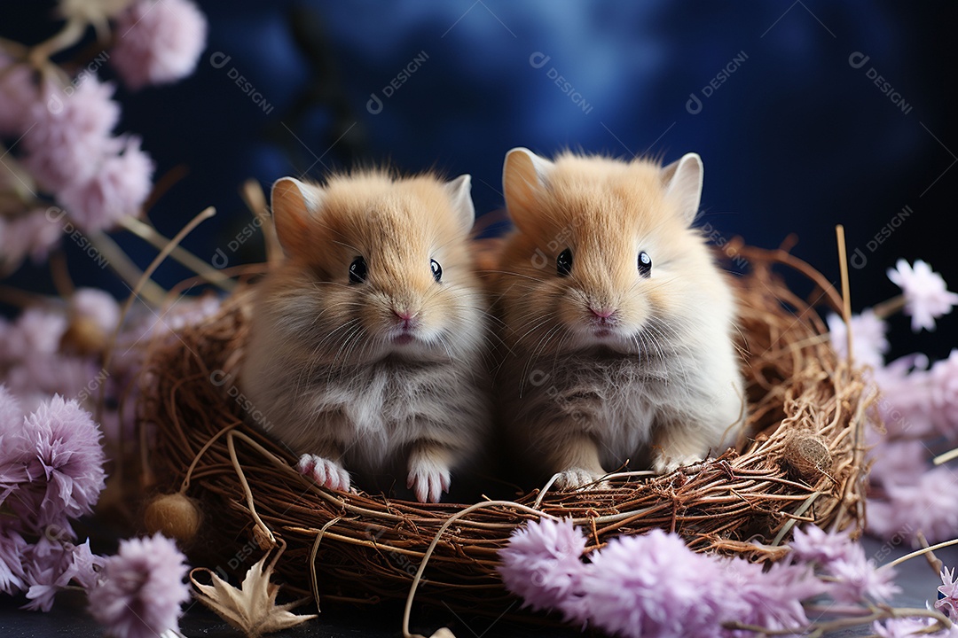 Conceito de símbolos tradicionais da páscoa coelhos fofos