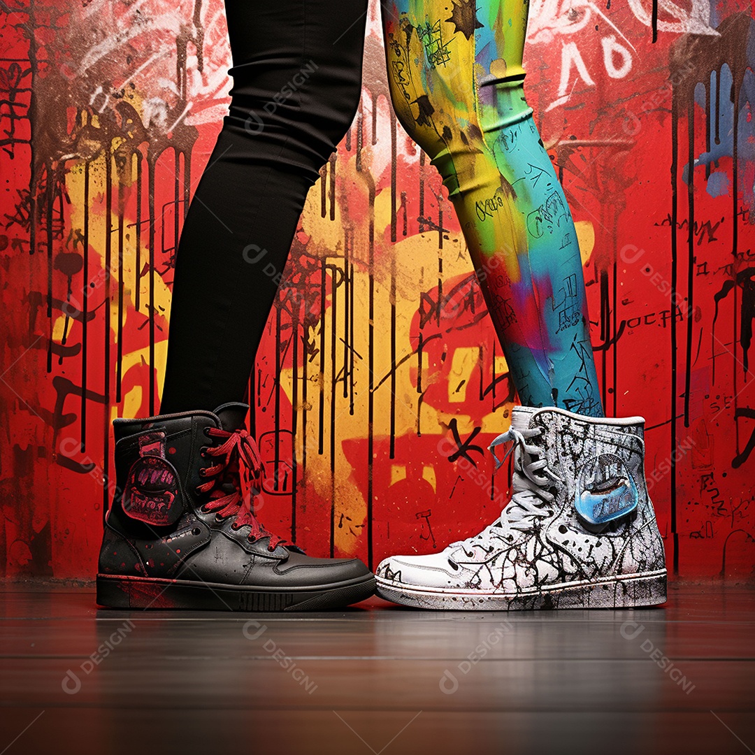 Dois pés com sapatos olhando um para o outro