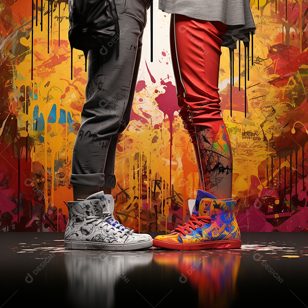 Dois pés com sapatos olhando um para o outro