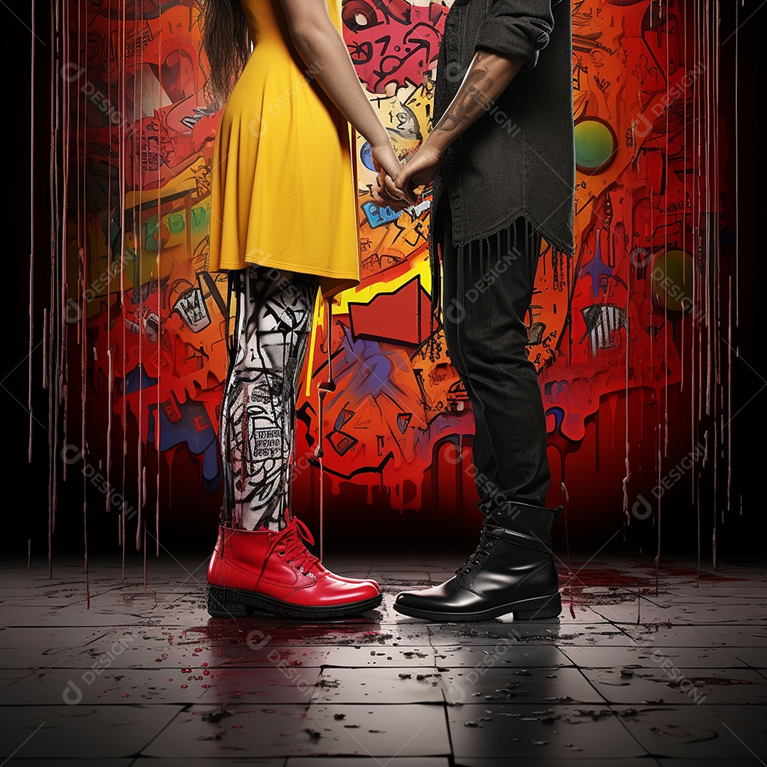 Dois pés com sapatos olhando um para o outro