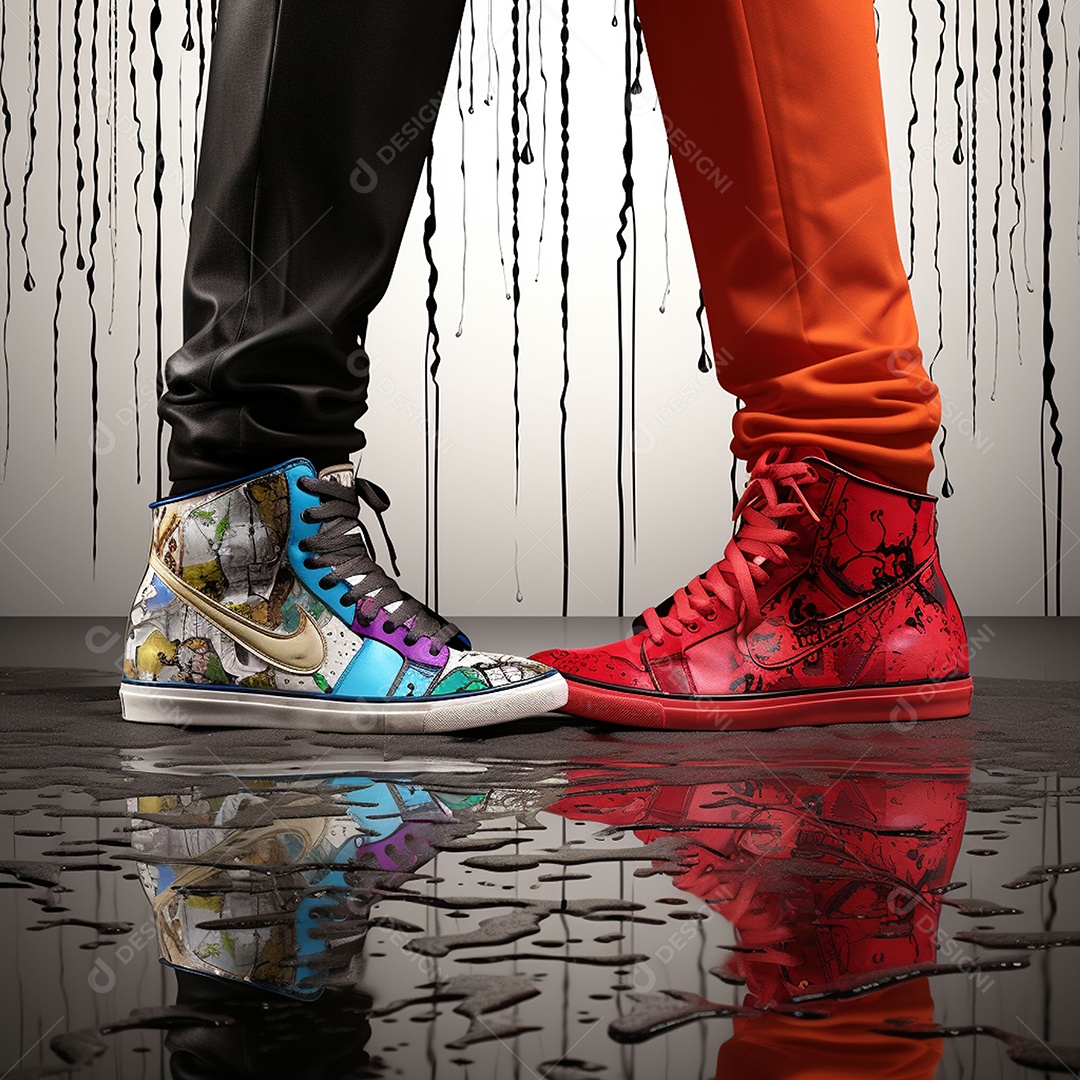 Dois pés com sapatos olhando um para o outro