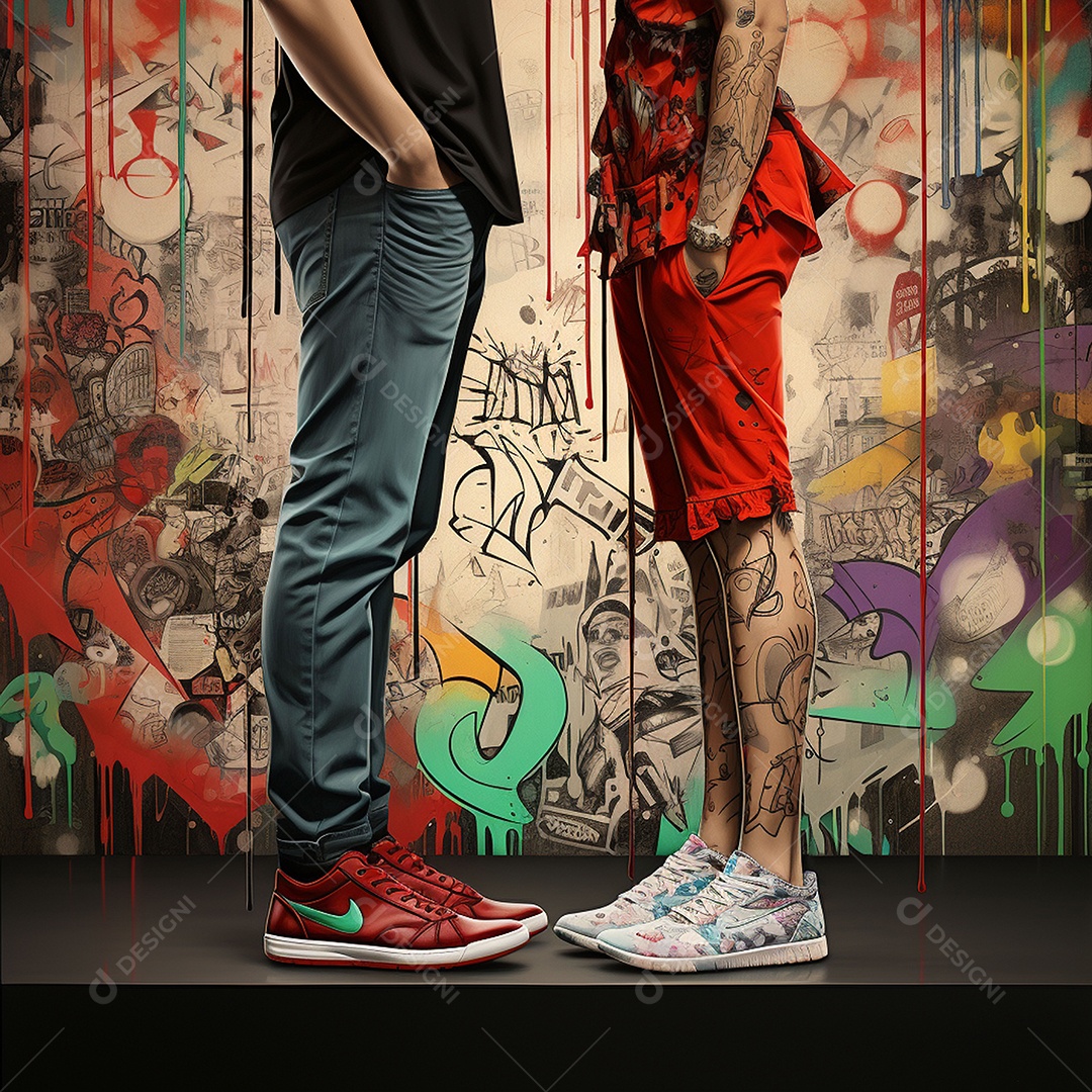 Dois pés com sapatos olhando um para o outro