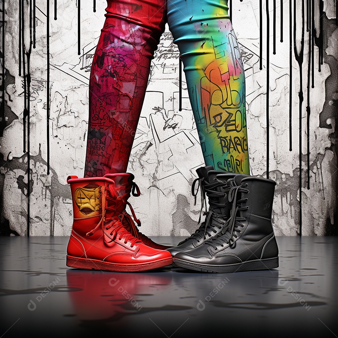 Dois pés com sapatos olhando um para o outro