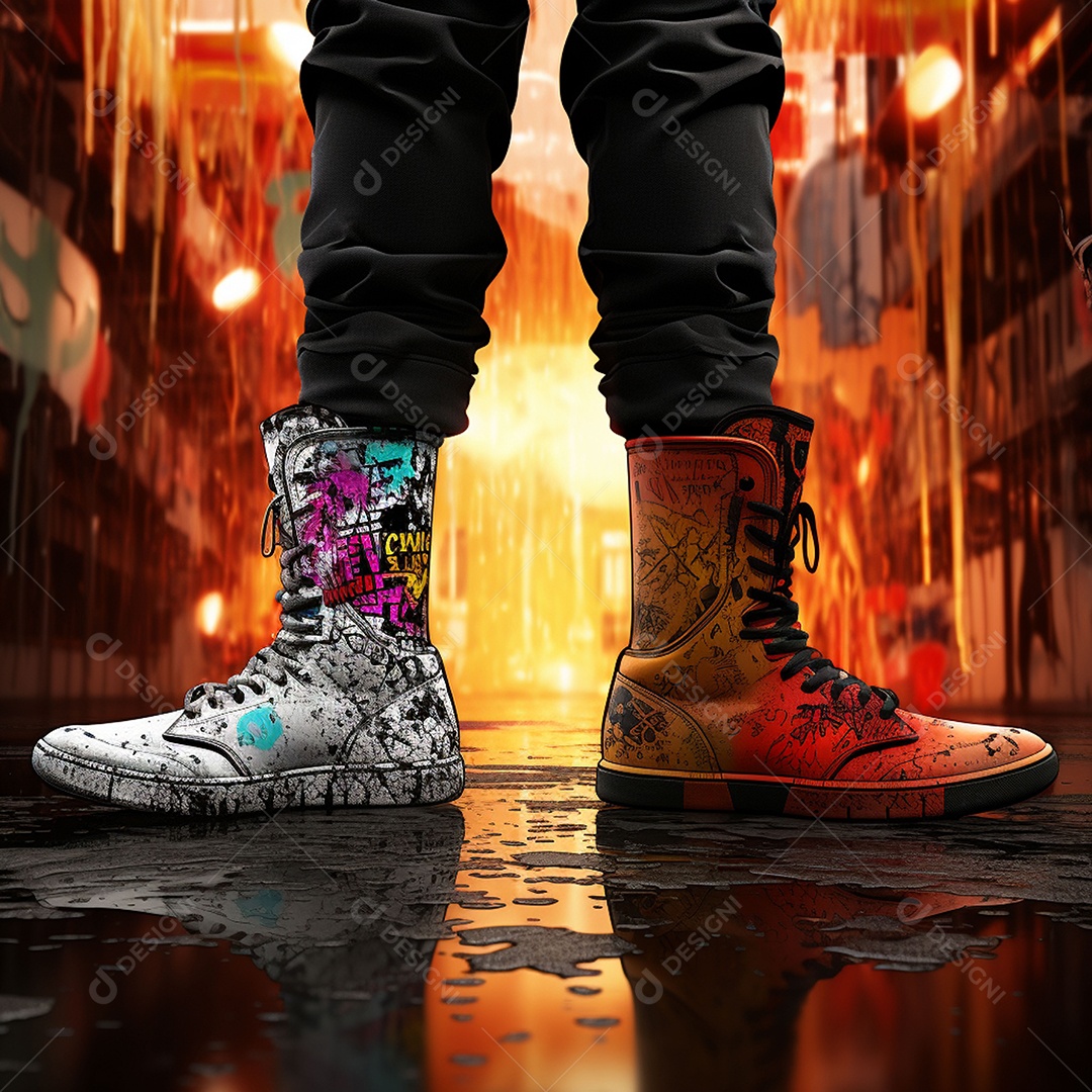 Dois pés com sapatos olhando um para o outro