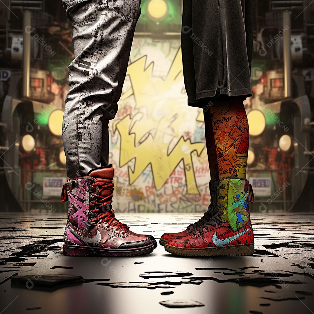 Dois pés com sapatos olhando um para o outro