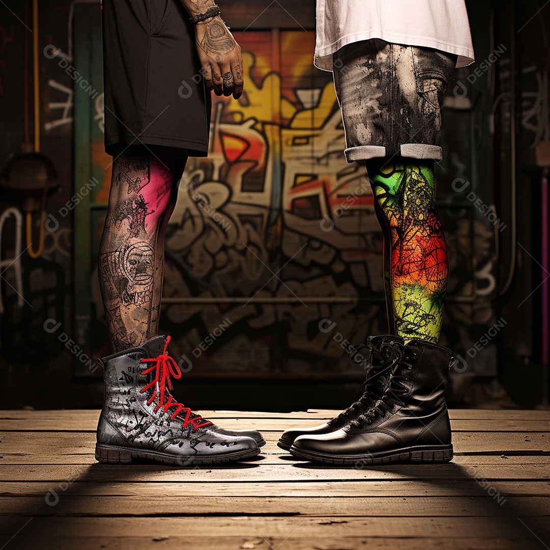 Dois pés com sapatos olhando um para o outro