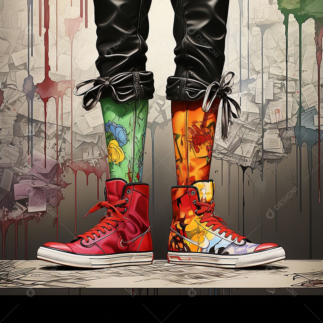 Dois pés com sapatos olhando um para o outro