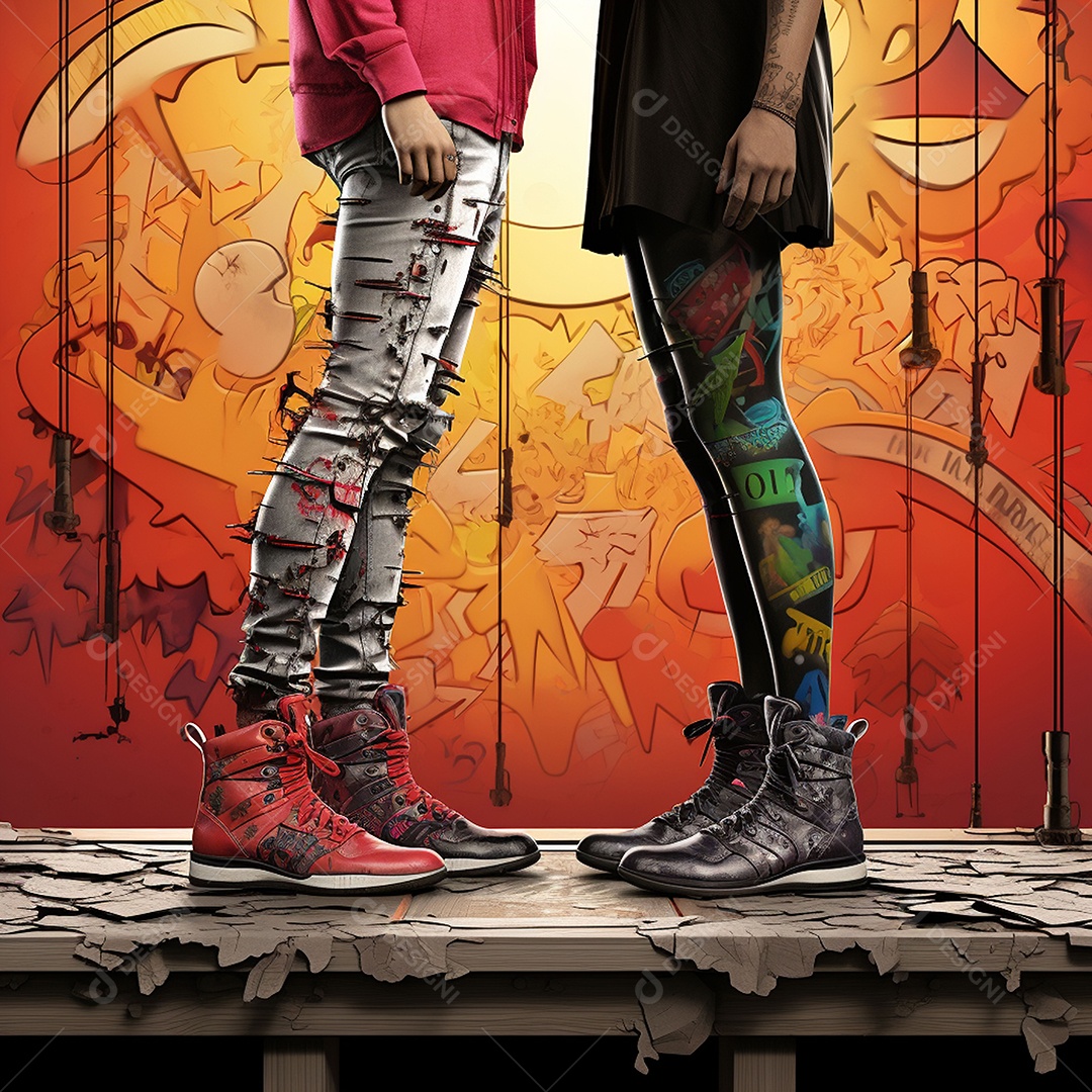 Dois pés com sapatos olhando um para o outro