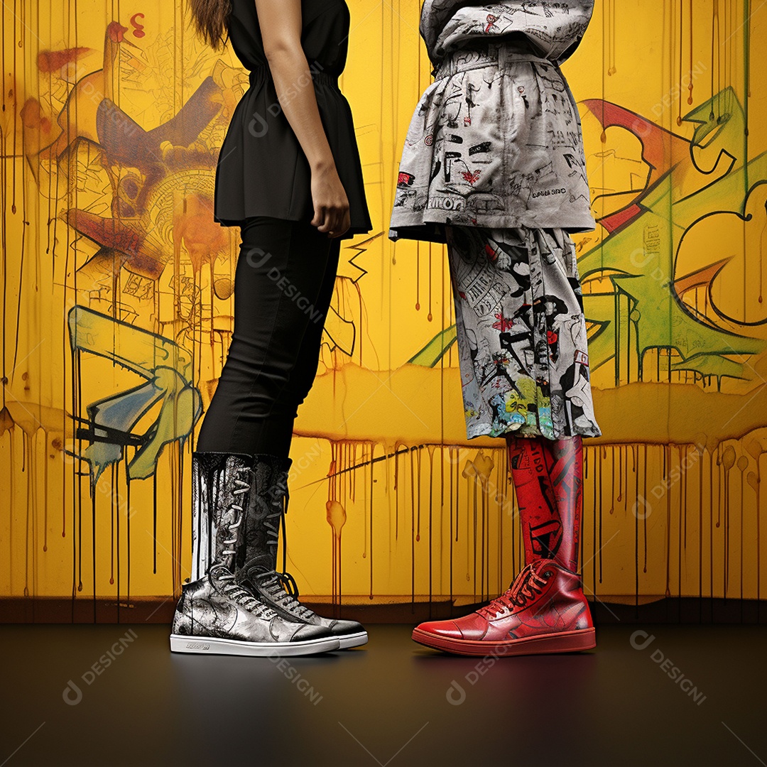 Dois pés com sapatos olhando um para o outro