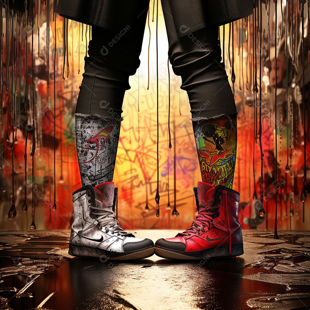 Dois pés com sapatos olhando um para o outro